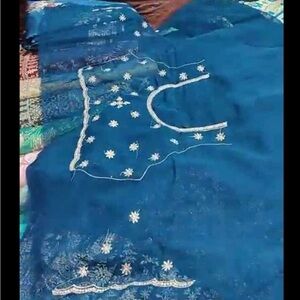 Elegant Blue Embroidered Dress